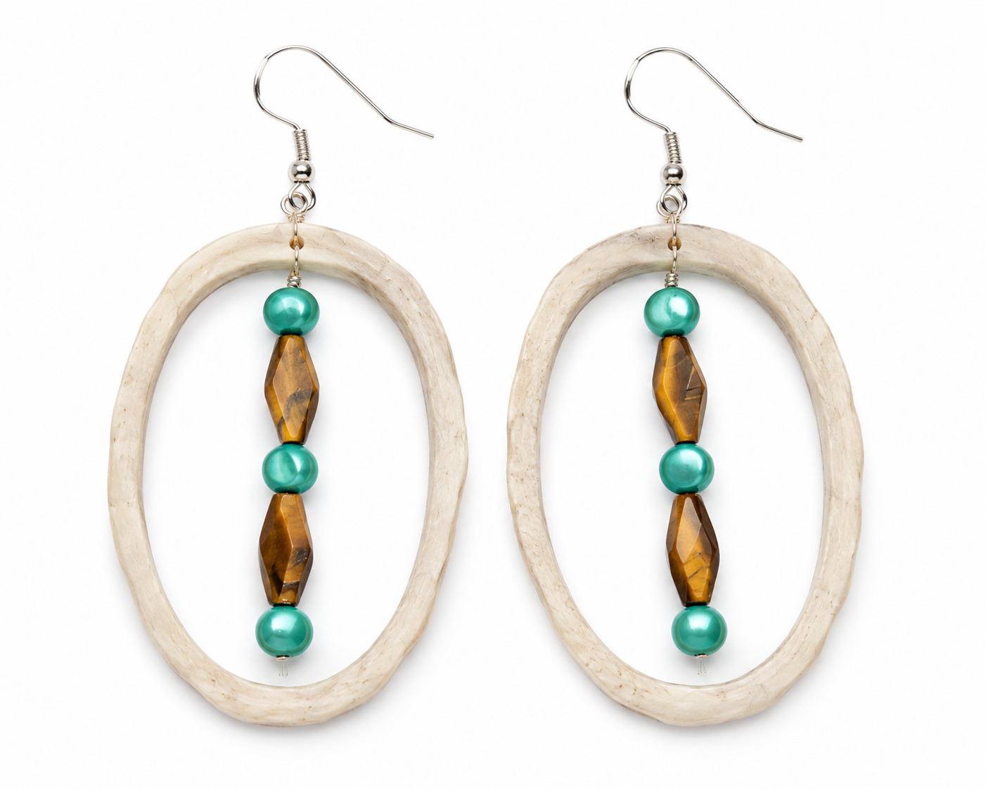 Alpine tiger/pearl earrings