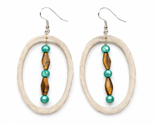 Alpine tiger/pearl earrings